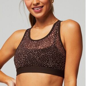 Women's Dark and Light Brown Spotted High Impact Sports Bra